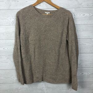 Talbot's Women's Size XL Ribbed Long Sleeve Pullover Sweater Cotton Blend Beige